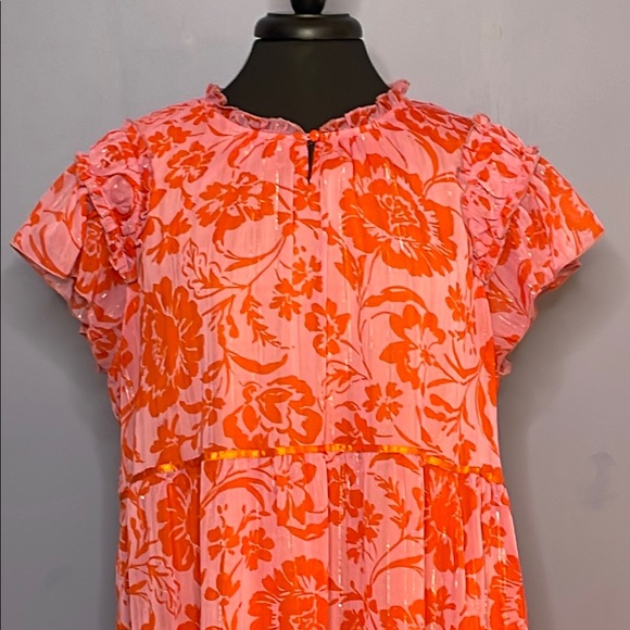 Umgee Pink Floral Midi A-Line Dress Size 1X - Picture 2 of 10